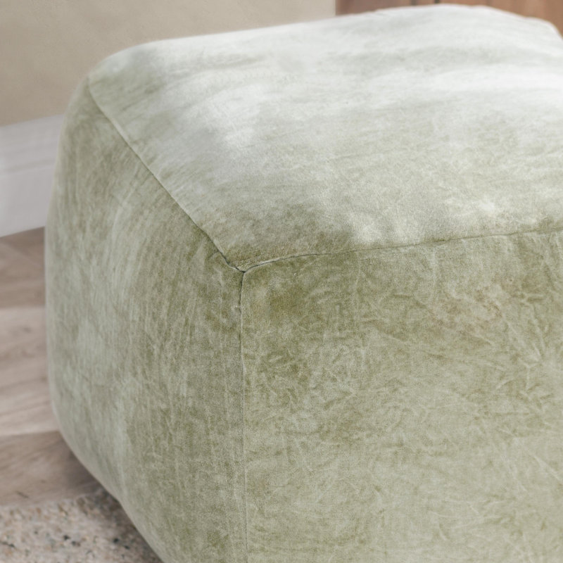 Heirloom 18" Fabric Rust Floor Cushion Pouf, Sage Green