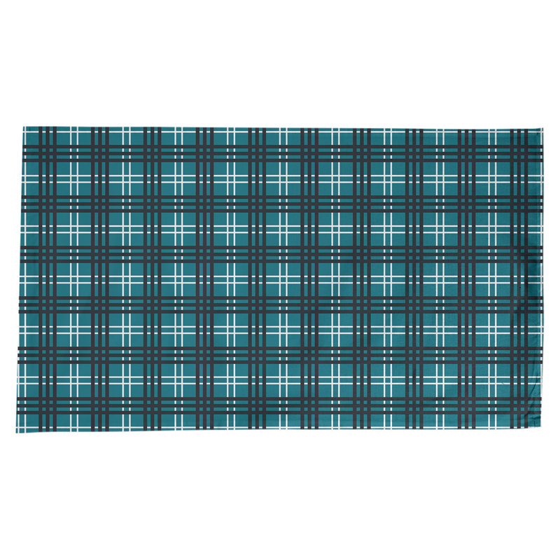 Nappe en mélange de coton à carreaux, Bleu sarcelle / blanc / noir