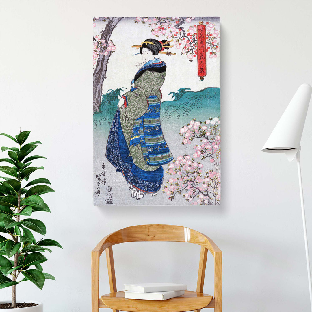 Women Beneath The Cherry Trees by Utagawa Kunisada - Wrapped Canvas