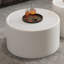 Table basse ronde blanche avec plateau en verre trempé, corps en cuir PU et rangement caché pour le salon, table d'appoint moderne-129016753-129016755