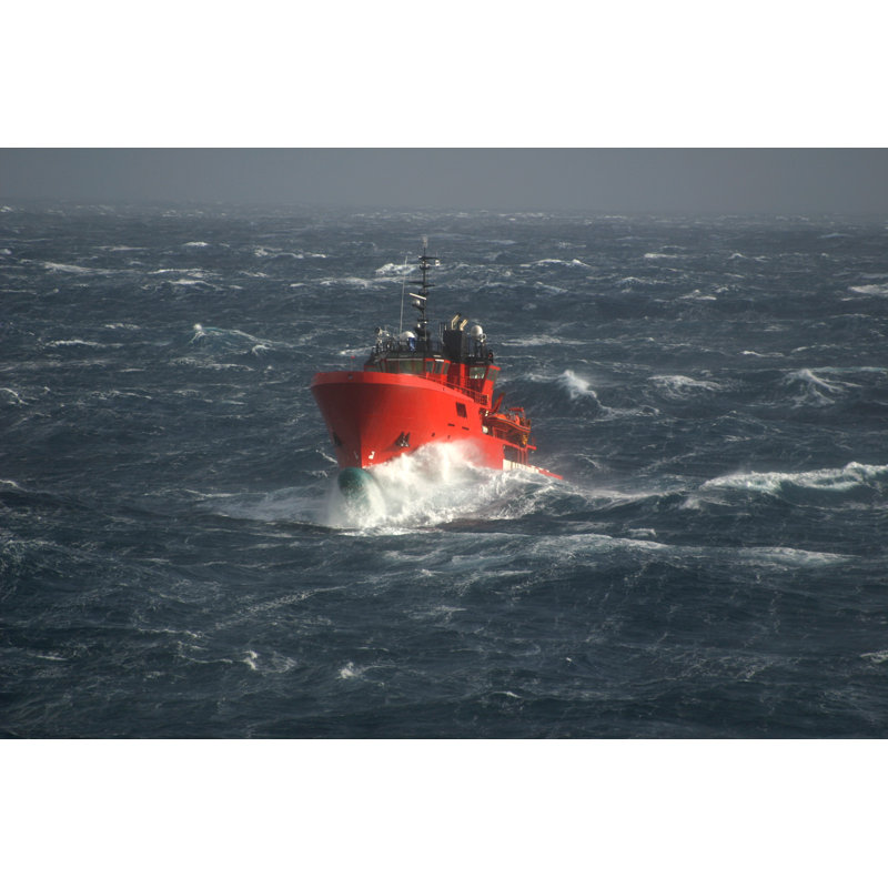 Boat in Stormy Sea 1 Piece Wrapped Canvas Wall Art