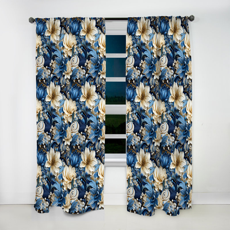 Zen Tranquility Paisley Pattern III - Floral Curtain - Room Darkening Floral Curtain - 1 Panels, 52" W x 84" L