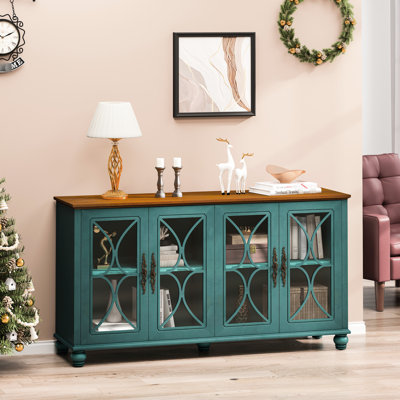 Armoire européenne rétro, portes en verre trempé foncé et bois, armoire de rangement polyvalente pour le lait et matériaux en bois, couloirs spacieux pour le salon