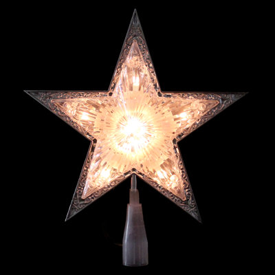 9" Pre-Lit Gold and Amber Crystal 5 Point Star Christmas Tree Topper - Clear Lights