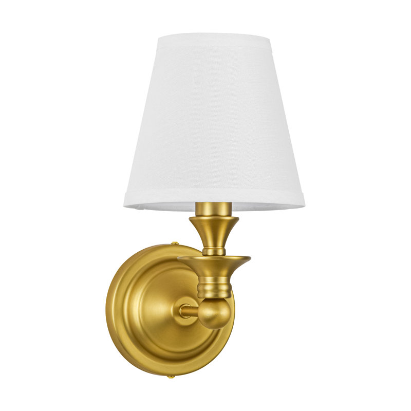Applique murale moderne 1 lumière avec abat-jour en tissu, Doré