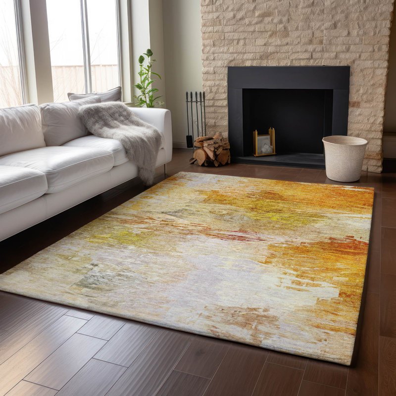 Tapis paprika Cerrito AMF595 lavable à la machine de qualité supérieure, Rectangle 10 pi x 14 pi