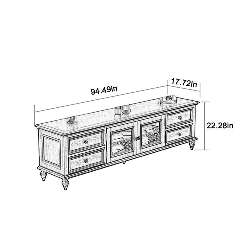 Meuble télé avec cadre en bois massif durable, 94.49"