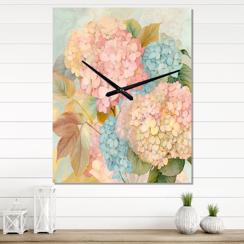 Horloge rétro rétro - Hortensia rétro, Grand