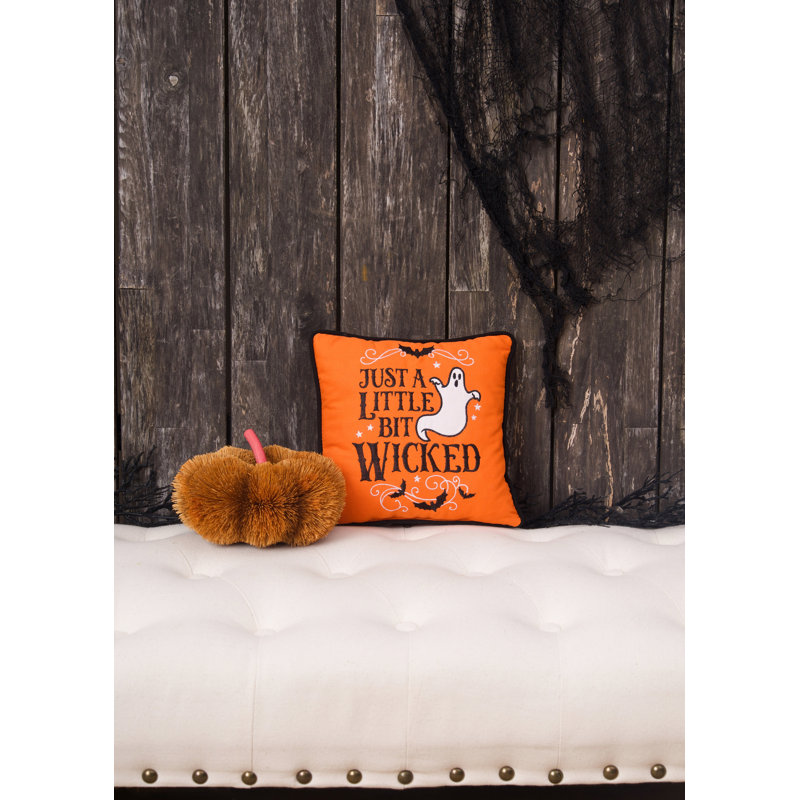 Little Bit Wicked Ghost Halloween Pillow