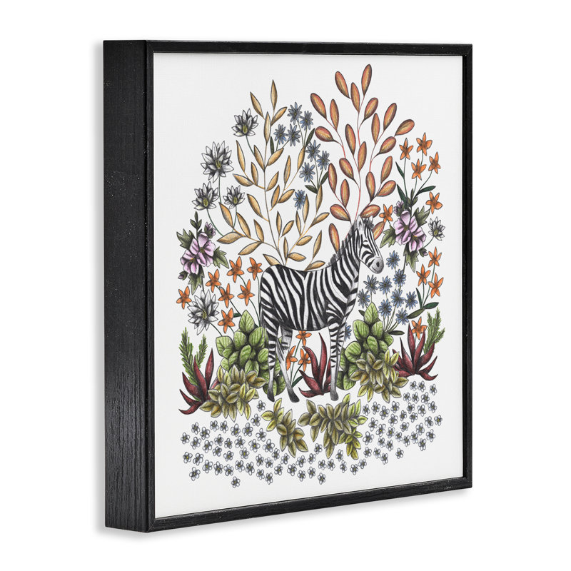 «Jungle Wildlife Zebra», giclée encadrée, conception par Cecilia Battaini, Giclée encadrée noir minuit, H 12 po x l 12 po