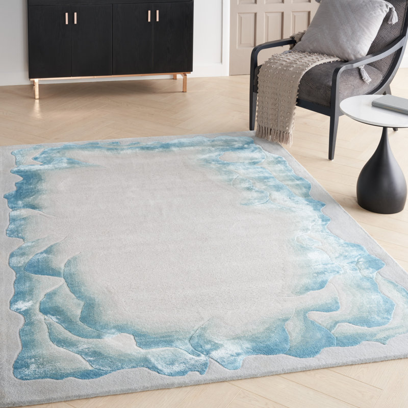 Nourison Prismatic Area Rug Sea Mist Blue, Rectangle 3'9" x 5'9"