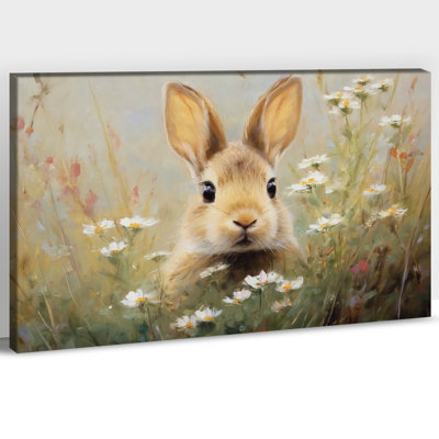 Art mural de lapin de Pâques GUTTATY, décoration murale de photos de lapin de Pâques au printemps, décorations murales de fleurs de lapin et de printemps, impressions de Pâques pour le salon, la chambre à coucher, la chambre d'enfant, la chambre de bébé prête à être suspendue 20 po x 30 po
