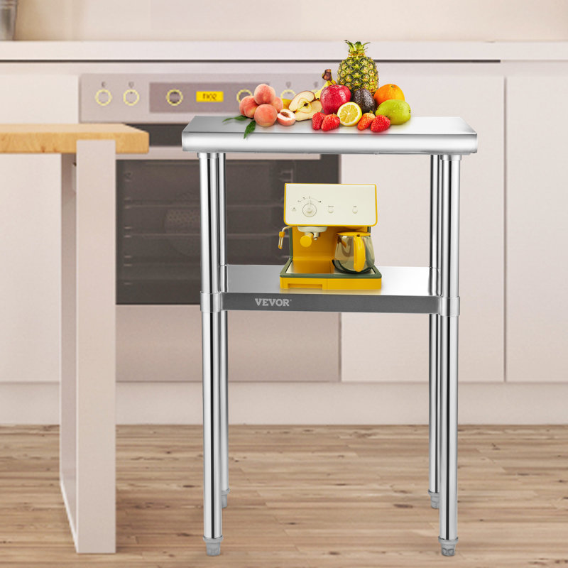 VEVOR 36" Stainless Steel Prep Table with Adjustable Undershelf