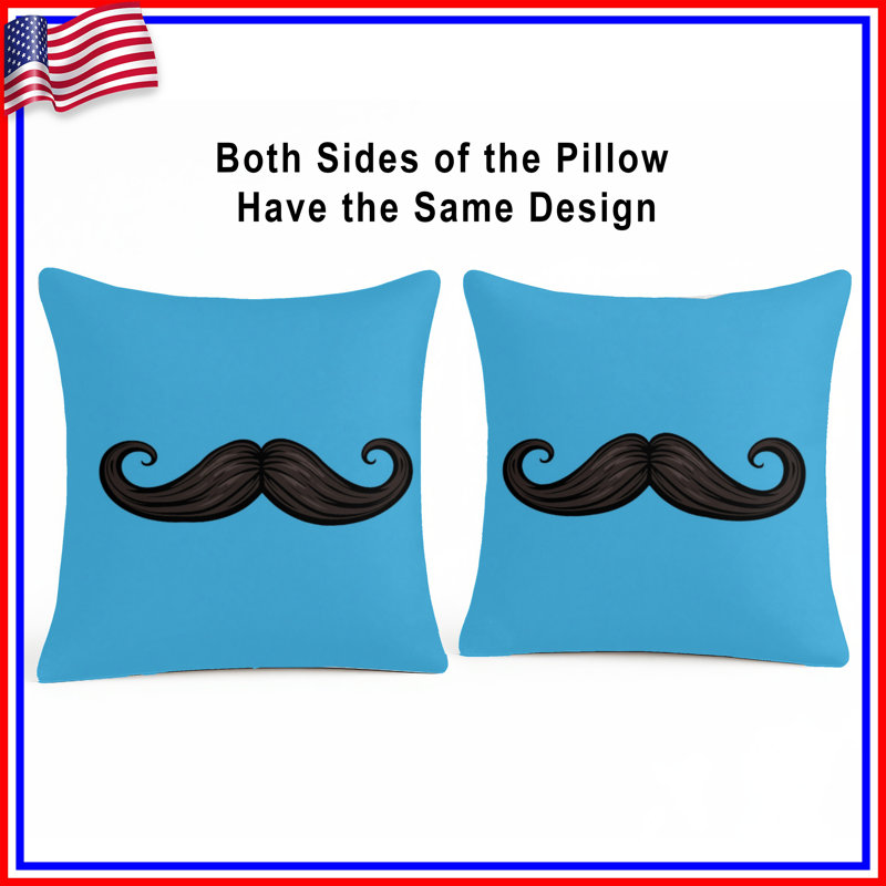 Curled Mustache Double Sided Throw Pillows, 18 x 18 inches