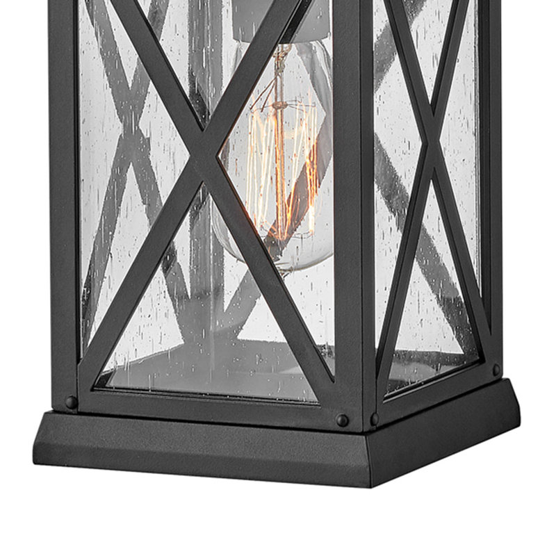 Museum Black Aluminum Outdoor Wall Sconce with Clear Seedy Glass