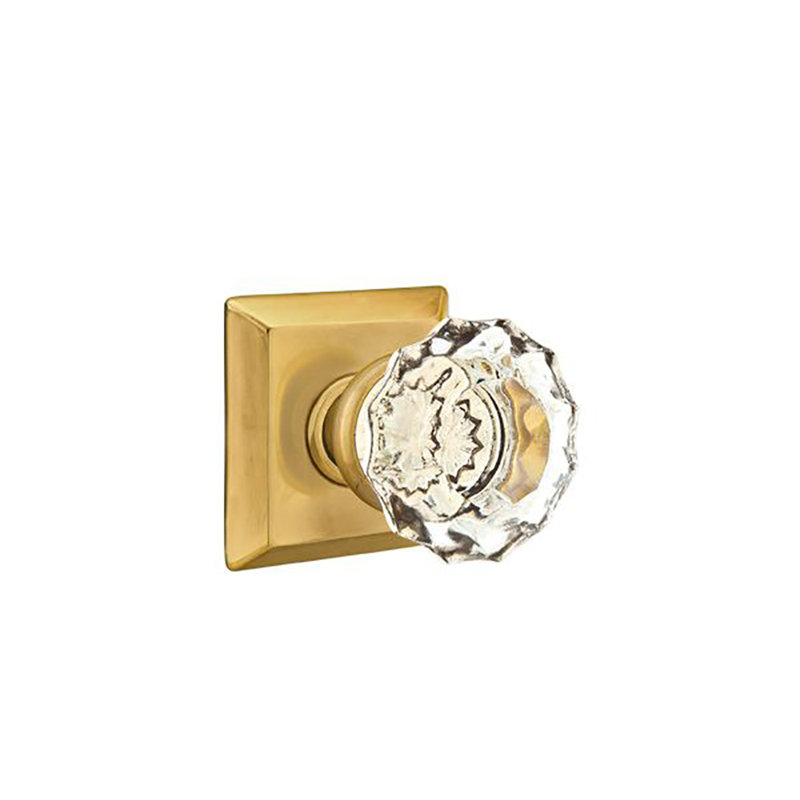 Privacy Astoria Clear Knob with Quincy Rose, French Antique Brass