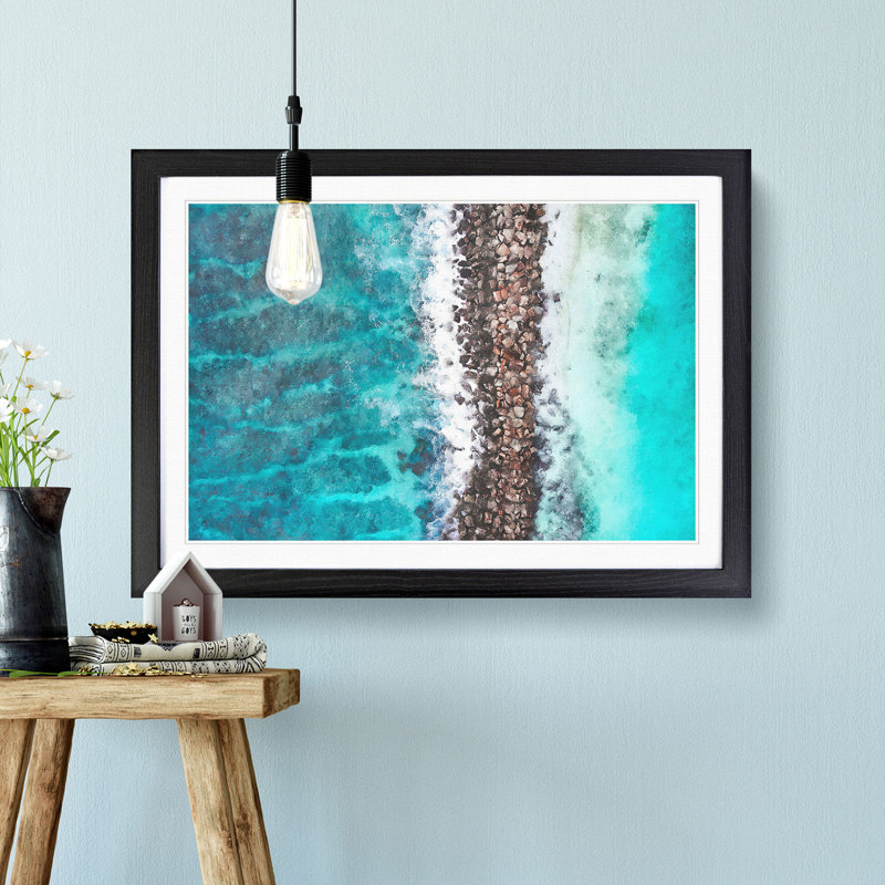 Beach Road Across The Ocean - Picture Frame Painting, Black, 45cm H x 63cm W x 2cm D
