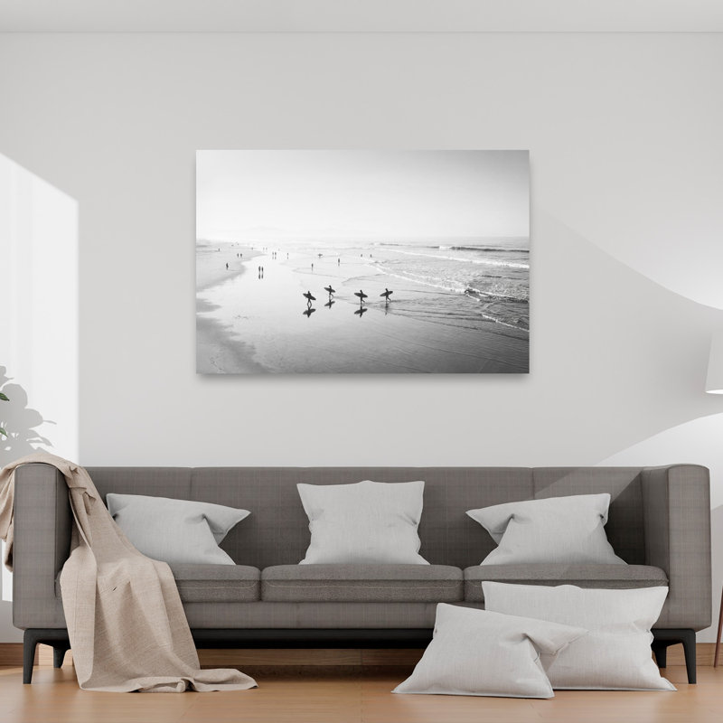 Surfers Peaceful Serene Tranquil Coastal Wall Art Print 1 Piece Wrapped Canvas Wall Art, 101.6cm H x 152.4cm W