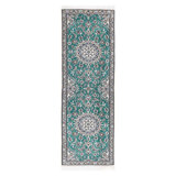 Green Fine Hand Knotted Persian Silk & wool Nain 2'x 6'6"