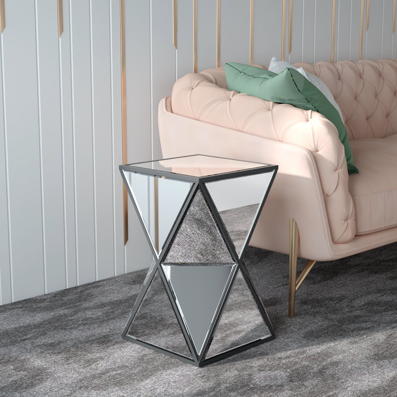 Hibi Mirrored Glass Top End Table