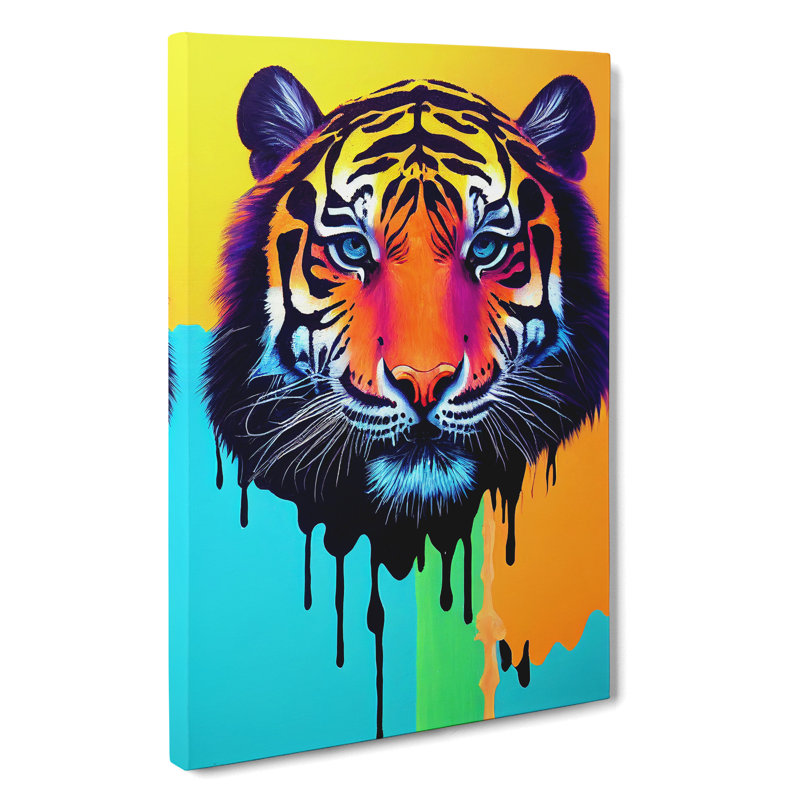 Painted Tiger Abstract - Wrapped Canvas, 50cm H x 35cm W