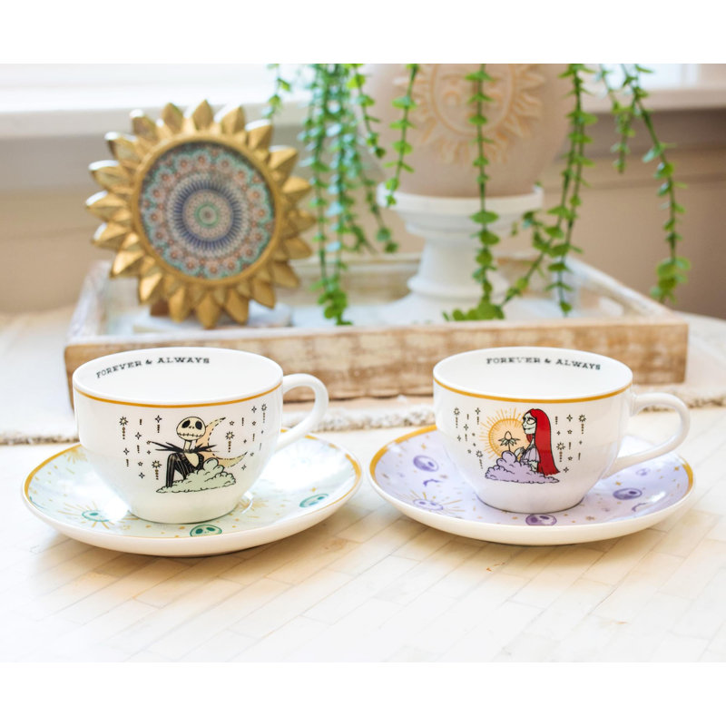 Tasses à thé et soucoupes Disney Nightmare Avant Noël Jack & Sally | Ensemble de 2
