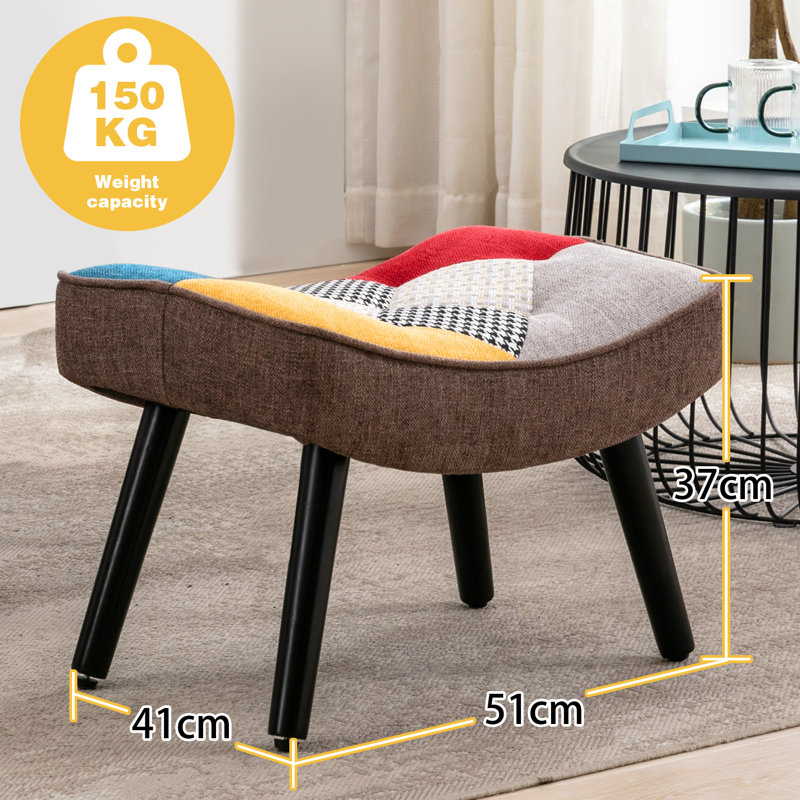 51.5cm Wide Tufted Patchwork Footstool Ottoman