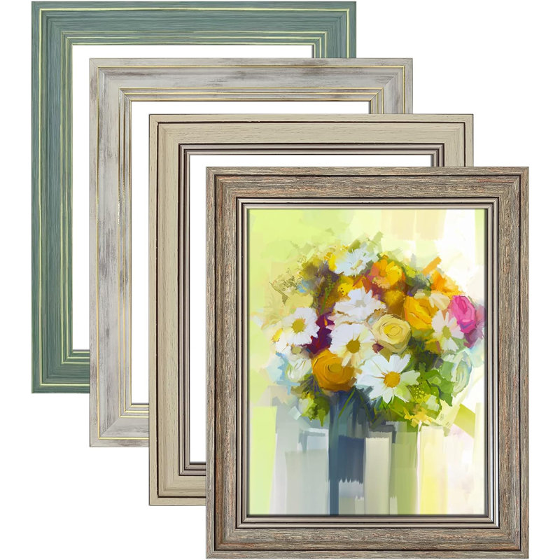 8X10 Picture Frame Set Of 4, Rustic Farmhouse Picture Frames For Table Or Wall Hanging