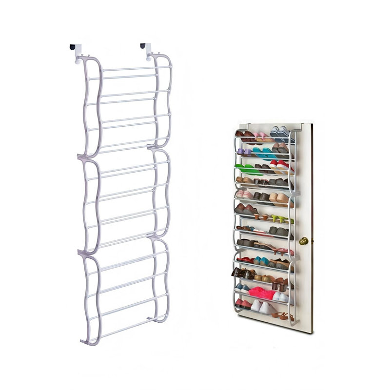 Porte-chaussures à suspendre au-dessus de la porte - 36 paires de range-chaussures avec rangement et crochets