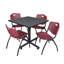 Table de salle de repos carrée Nicklo, chaises empilables 4 M-32668306-32668303-40142455