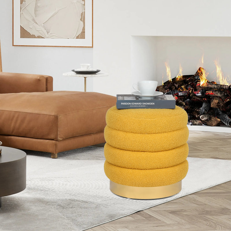Repose-pieds rond 15,94 po Mithusa, 100% polyester jaune vif
