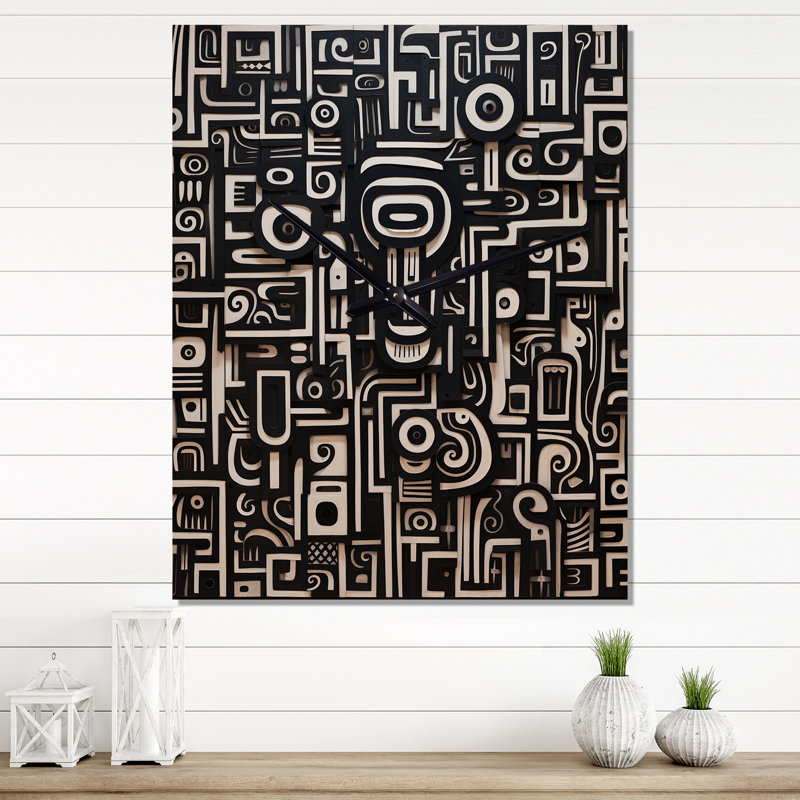 Horloge murale urbaine surdimensionnée en noir et blanc Urban Sagesse, H 32 po x l 16 po x P 1 po
