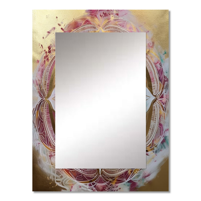 Rose Gold Mandala II - Boho Mandala Decorative Mirror, Traditional Wall Mirror, Printed Metal Art, 32" x 24"