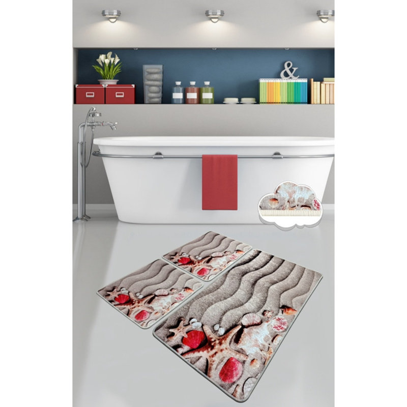 Ensemble de tapis de bain de luxe (3 pièces) en polyester antibactérien doux de 23,6 po x 39,4 po et de 19,7 po x 23,6 po | Dessous antidérapant, 700 g / m² | Lavable à la machine, idéal pour le confort et la sécurité de la salle de bain