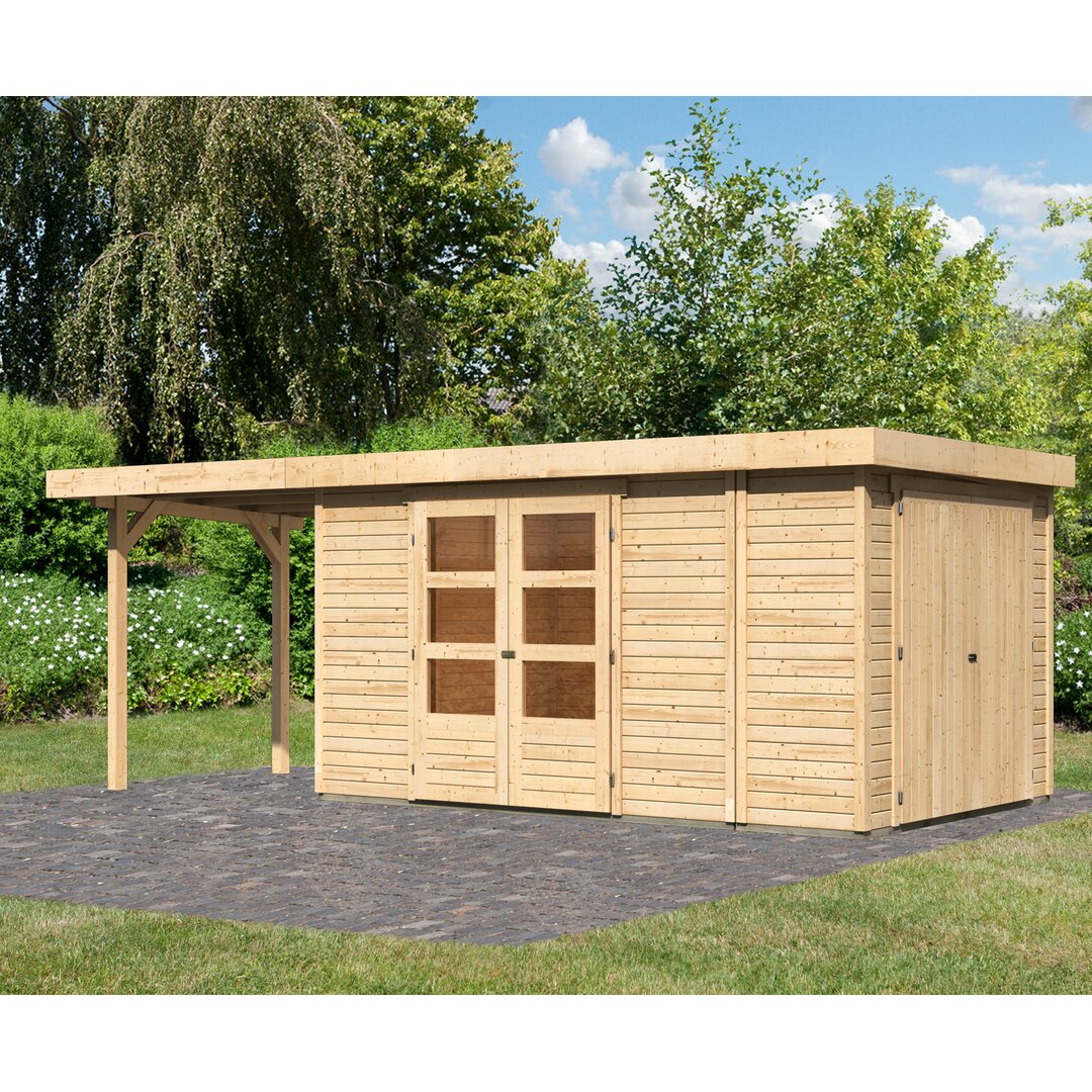 Gartenhaus Retola 6 mit Anbauschrank und Anbaudach 2,40 m Breite