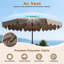 Parasol de patio 9 pi avec base lestée, sacs de sable, bouton poussoir, manivelle, nervures robustes, brun-1164618055