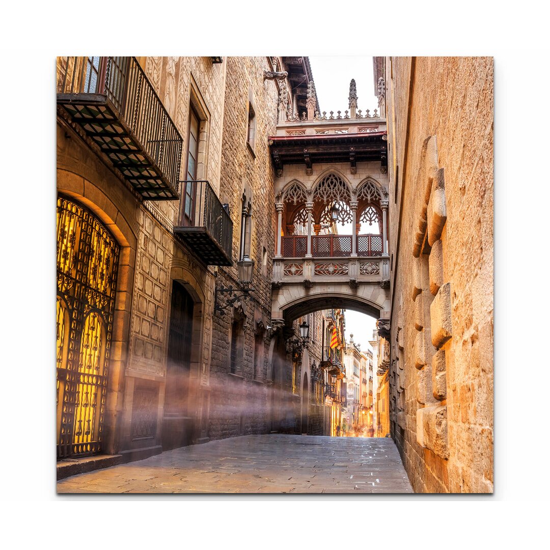 Leinwandbild Brücke im Barri Gotic