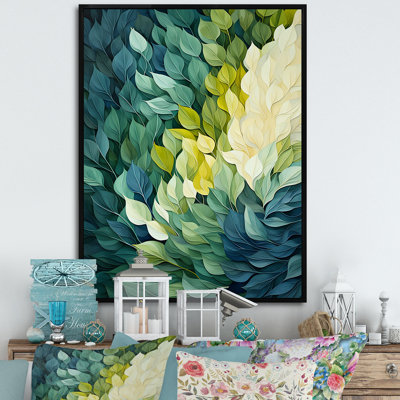 «Leaves Green River Collage», reproduction d'art sur toile encadrée