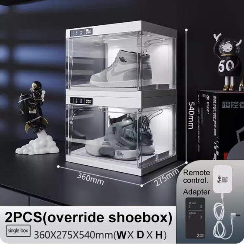 Clear Sneaker Shoe Box With Smart Control And LED Lights, Clear Shoe Storage Boxes Stackable, Shoe Display Case