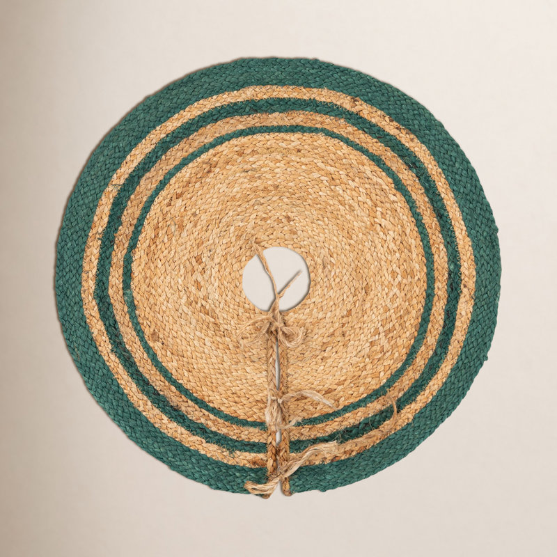 Jupe d'arbre de Noël à tisser Unique, Rond 2 pi 2 po, Beige et vert