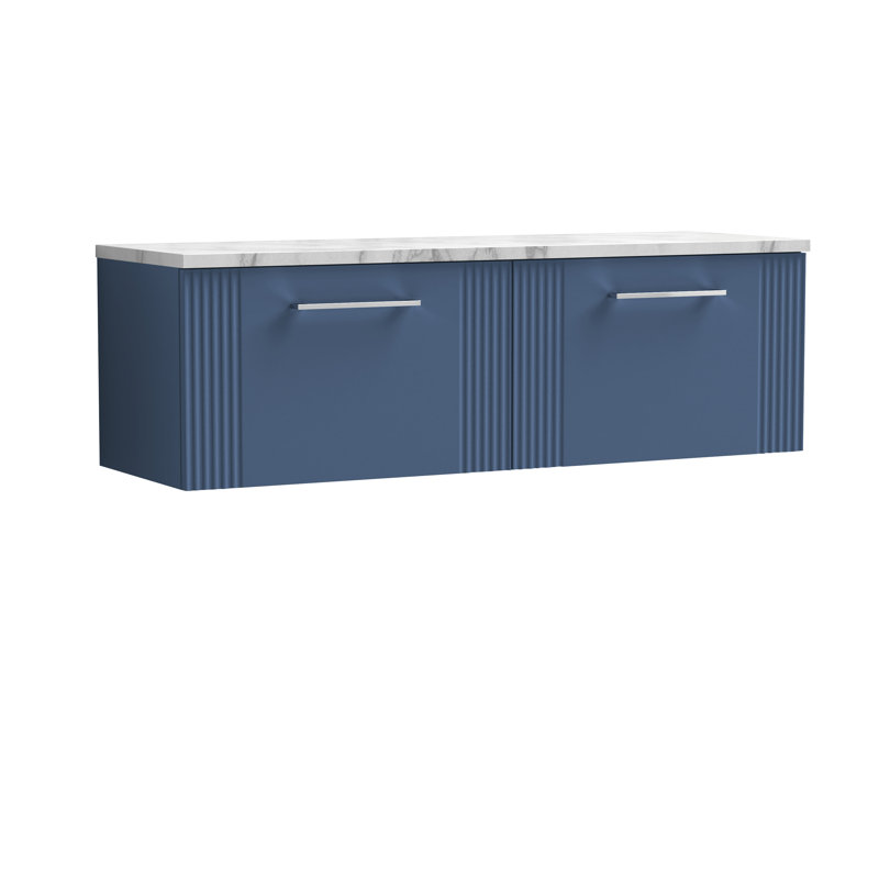 Deco 293.55cm Double Bathroom Vanity Base Only, Satin Blue