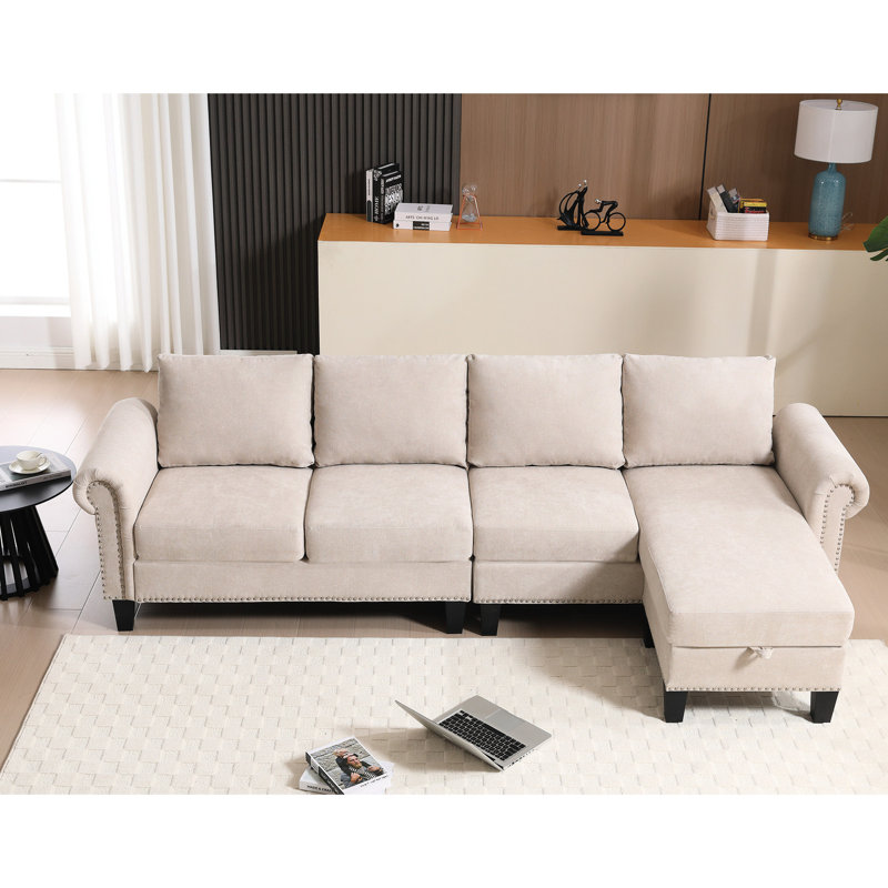 Banc modulaire beige à 4 compartiments moderne avec rangement For Living