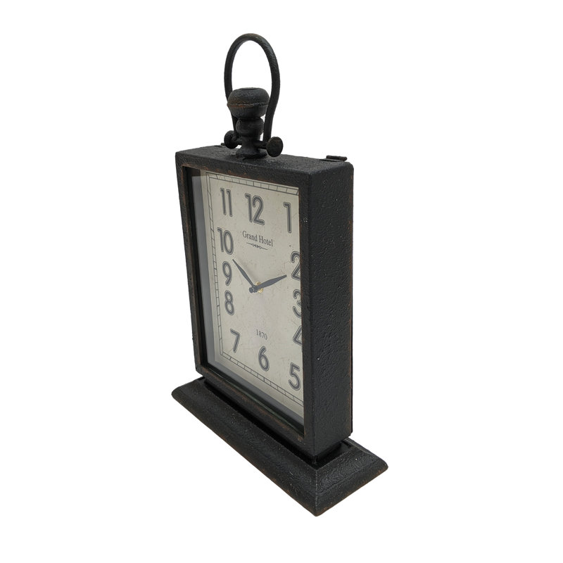 Analog Metal Mechanical Tabletop Clock in Gray