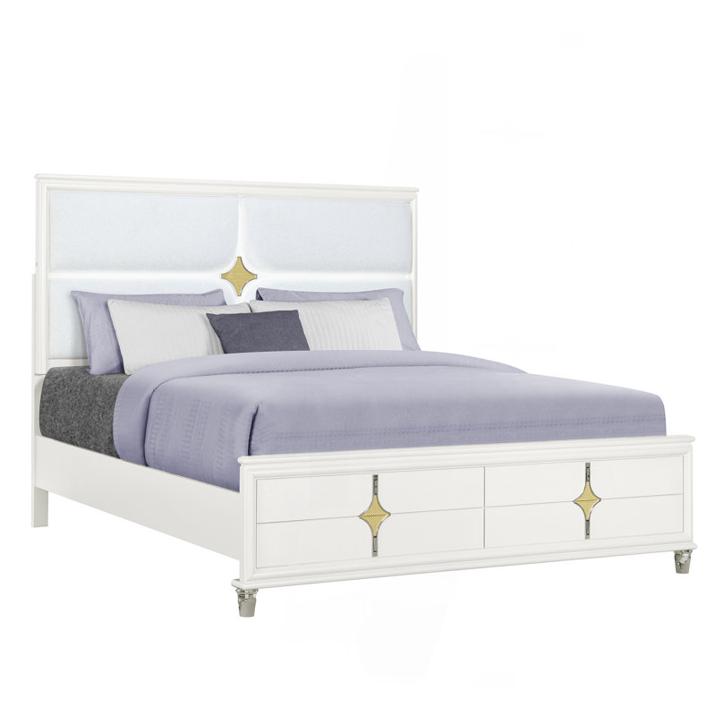 URIUNI GOLD QUEEN BED WITH LED, Queen