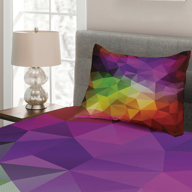 Multicolor Geometric Twin Quilted Bedspread Set