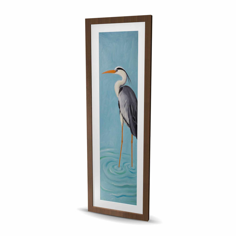 Héron gris - reproduction matte d'oiseau encadrée marine pour la décoration intérieure