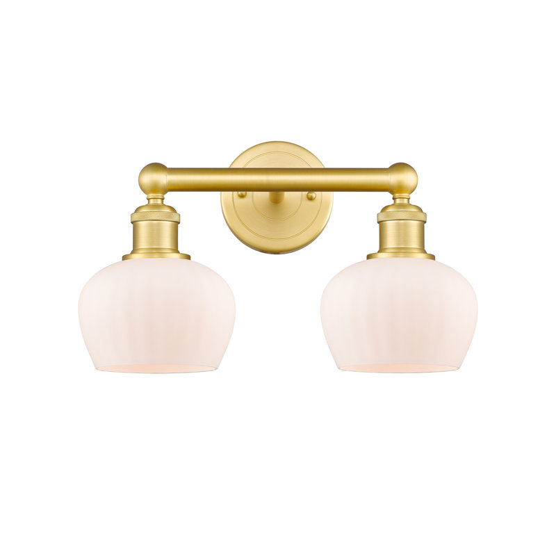Éclairage pour meuble-lavabo à 2 lumières, Or satiné, Blanc mat