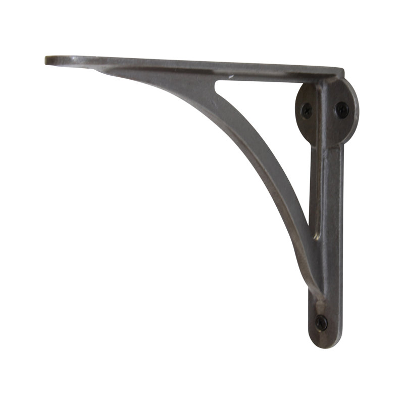 Antique Nickel Industrial Iron Shelf Bracket, 5.5" x 0.8" x 7"