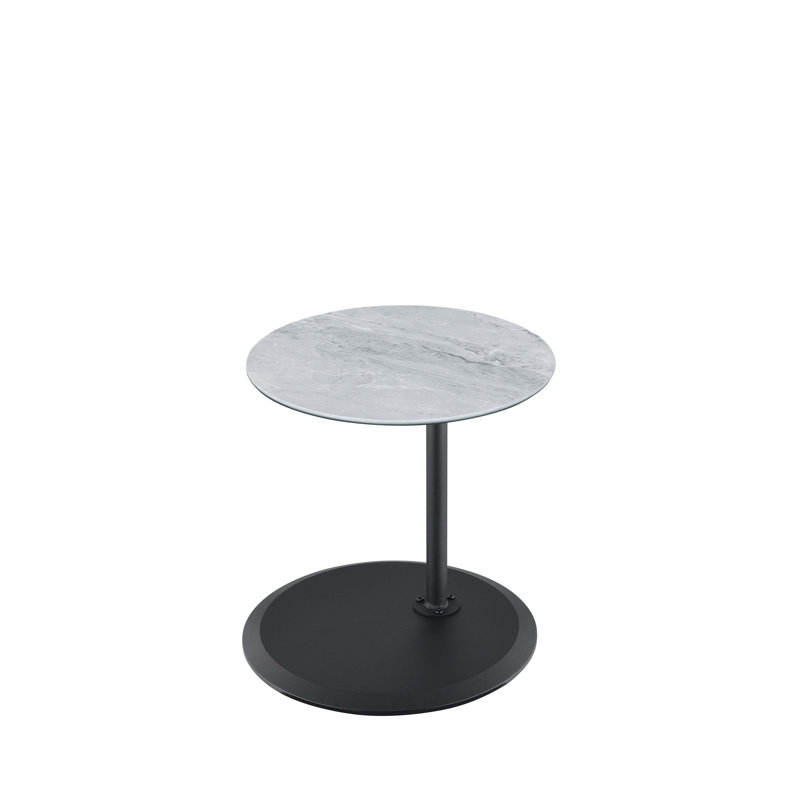 Orbit 15.5" End Table with Height Adjustable Marble Textured Top, Gray