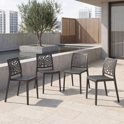 Lexington Prestige  Chair Set Of 4, Modern Upholstered Look Polypropylene Chairs, Contemporary Ergonomic Seating For  Room & Living Space